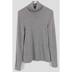 Only Mine sz M 2ply 100% Cashmere Turtleneck Sweater gray long sleeves 1440